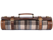 Irish Tweed & Leather Knife Roll 10 Slot (KR-53-K)
