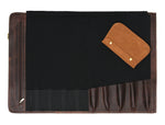 Turin Leather Canvas Chef Knife Roll Raven Black 10 Slot (KR-68)