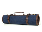 Turin Leather Canvas Chef Knife Roll Abyss Blue 10 Slot (KR-68B)