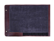 KRC Leather Canvas Chef Knife Roll + Leather Bag Combo 11 Slot (KR-40)