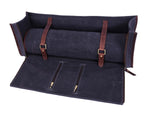KRC Leather Canvas Chef Knife Roll + Leather Bag Combo 11 Slot (KR-40)