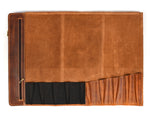 Torino Ranch Leather Chef Knife Roll Stress Brown 10 Slot (KR-53A)
