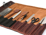 Torino Ranch Leather Chef Knife Roll Walnut Brown 10 Slot (KR-53B)