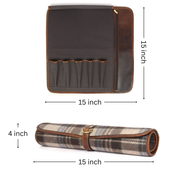 IRISH TWEED & LEATHER KNIFE ROLL 6 SLOT (KR-53-E)