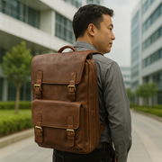 Trento Leather Chef Knife Backpack Saddle Dark Brown (BP-189)