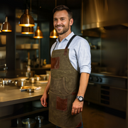 KRC Leather Canvas Rugged Apron - Seaweed Green (AP-19B)