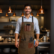 KRC Leather Canvas Rugged Apron - Seaweed Green (AP-19B)