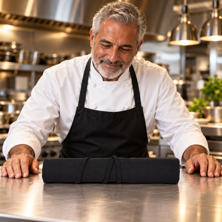 Chef's Twill Knife Roll Raven Black 7 Slot (KR-70)