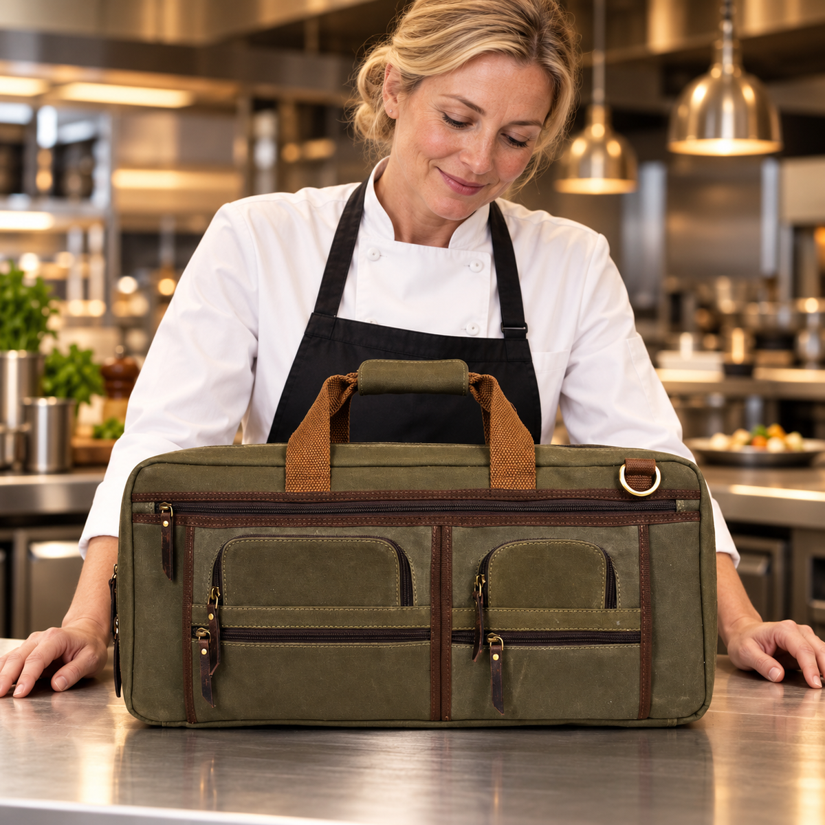 Salerno Canvas Chef Knife Case Olive Green (KR-62)