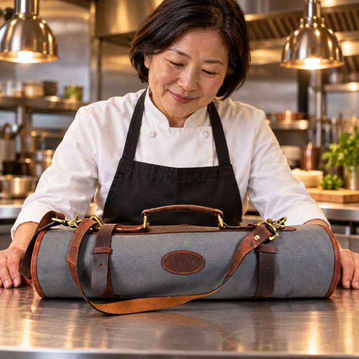 KRC Leather Canvas Knife Roll 15 Slot (KR-13)