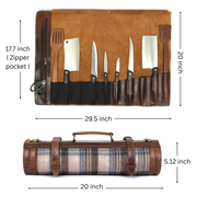 Irish Tweed & Leather Knife Roll 10 Slot (KR-53-K)