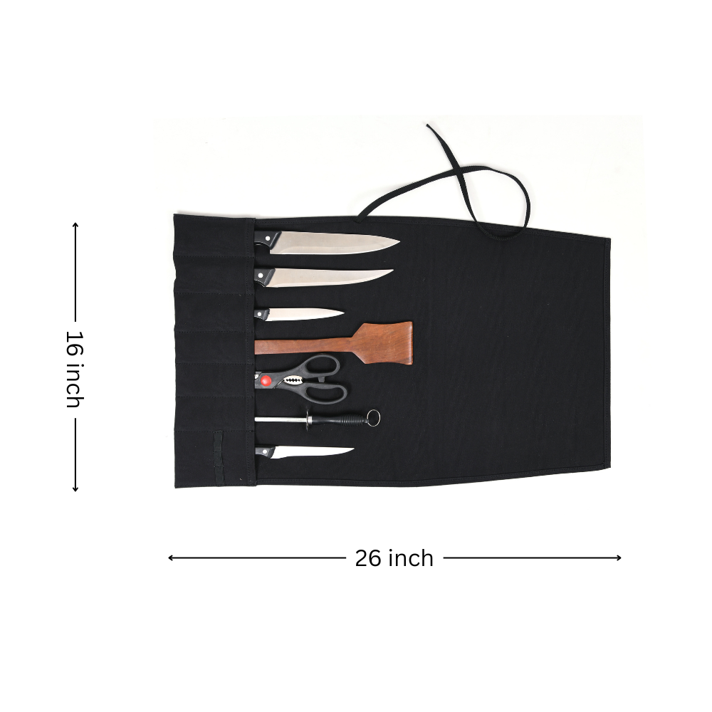Chef's Twill Knife Roll Raven Black 7 Slot (KR-70)