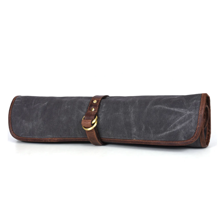 Iris Leather Chef Knife Roll Stress Grey 5 Slot (KR-64)