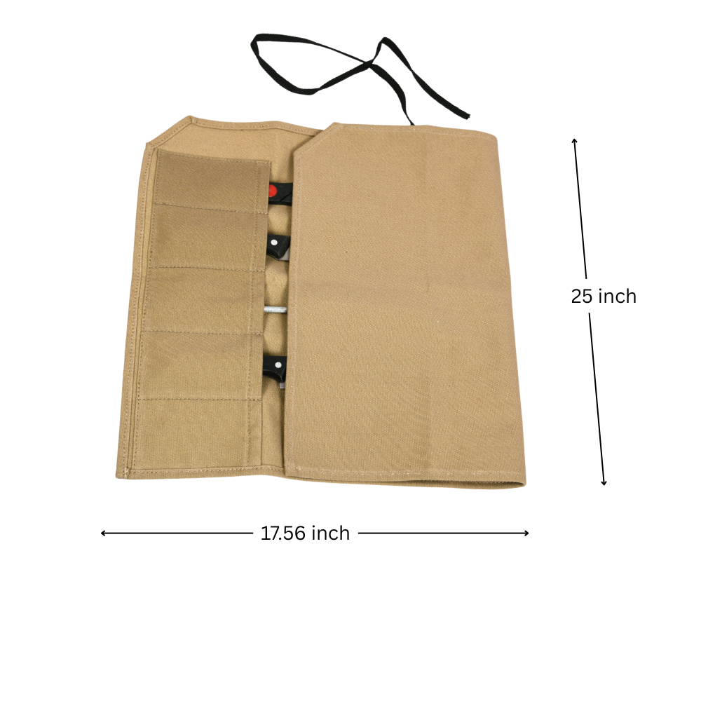 KRC Canvas Chef Knife Roll 5 Slot (KR-56) - Beige