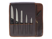 IRISH TWEED & LEATHER KNIFE ROLL 6 SLOT (KR-53-E)