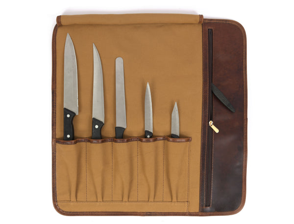 Prima Jacquard & Leather Knife Roll 6 Slot (KR-64-F)