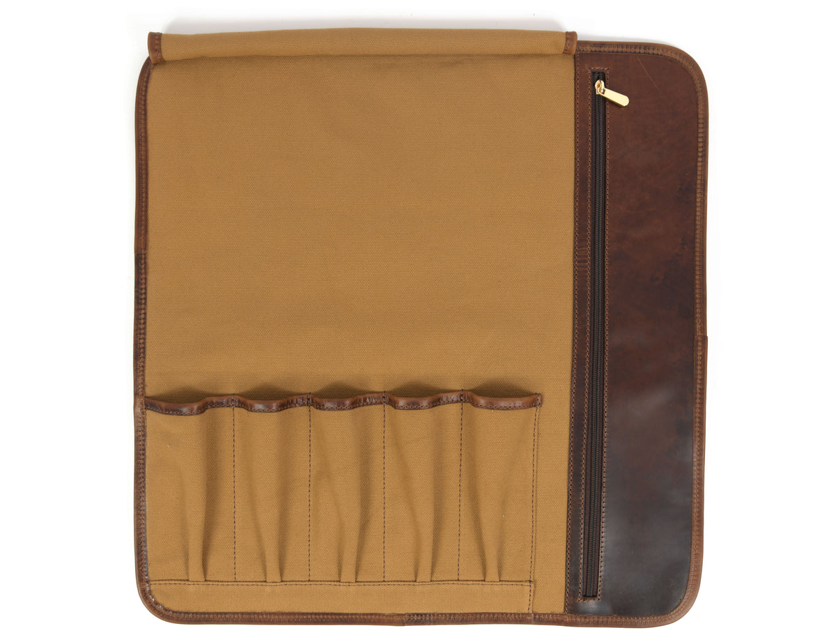 Prima Jacquard & Leather Knife Roll 6 Slot (KR-64-F)