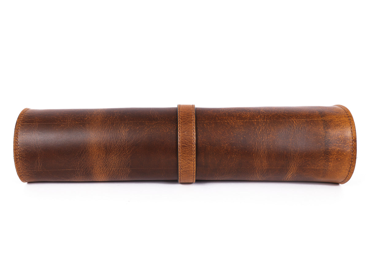 KRC Leather Chef Knife Roll Caramel Brown 6 Slot (KR-88)