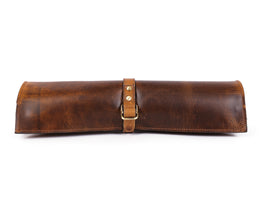 KRC Leather Chef Knife Roll Caramel Brown 6 Slot (KR-88)