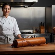 KRC Leather Chef Knife Roll Caramel Brown 8 Slot (KR-15)