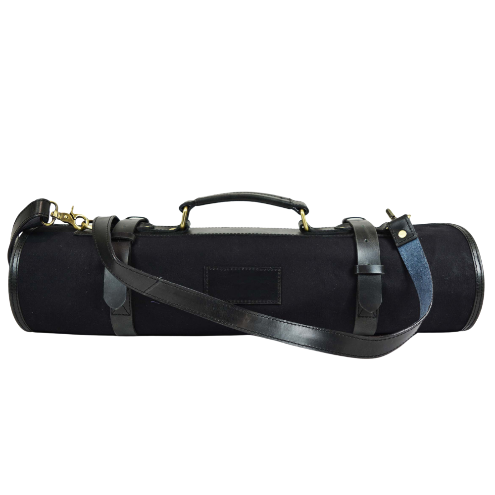 Palencia Leather Canvas Chef Knife Roll Black 18 Slot (KR-16)