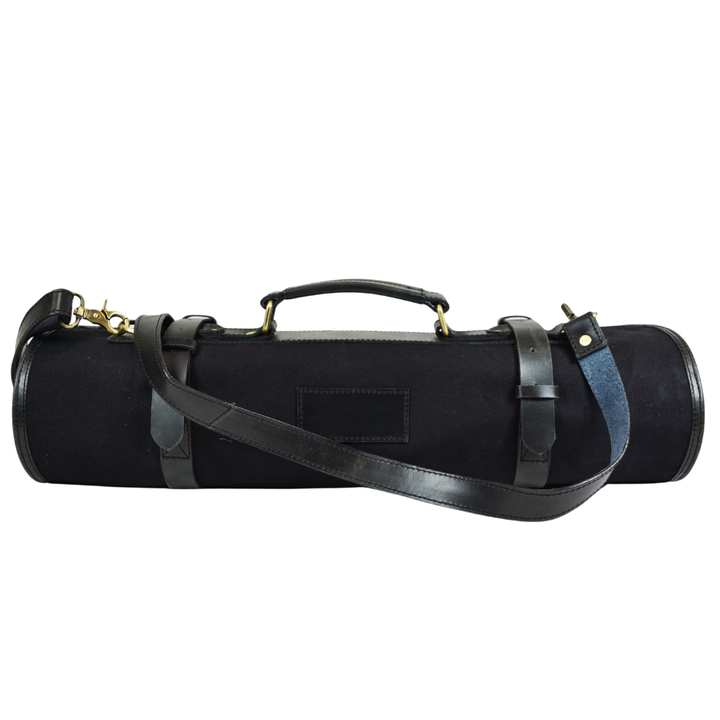 Palencia Leather Canvas Chef Knife Roll Black 18 Slot (KR-16)