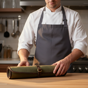 Iris Leather Chef Knife Roll Olive Green 5 Slot (KR-64)