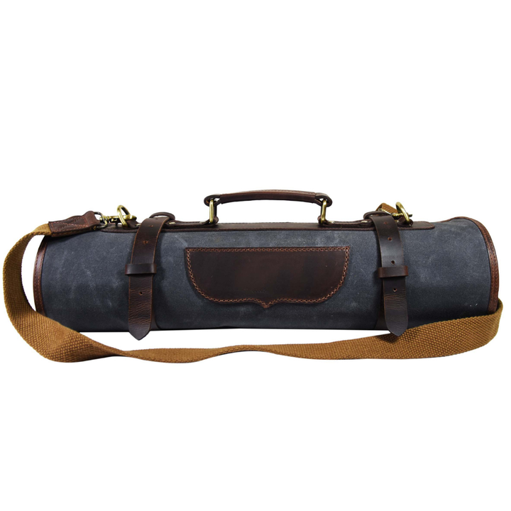 Malaga Leather Canvas Chef Knife Roll Grey 13 Slot (KR-28)