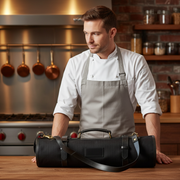 Palencia Leather Canvas Chef Knife Roll Black 14 Slot (KR-16)