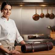 Torino Ranch Leather Chef Knife Roll Walnut Brown 10 Slot (KR-53B)