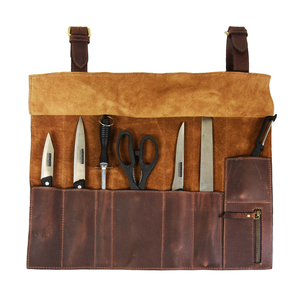 KRC Leather Chef Knife Roll Walnut 7 Slot (KR-20)