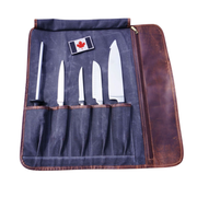 Iris Leather Chef Knife Roll Stress Grey 5 Slot (KR-64)
