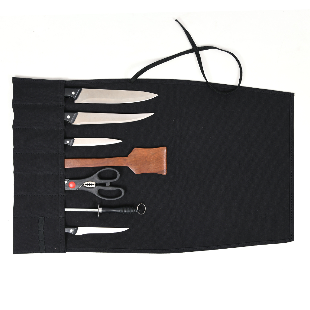 Chef's Twill Knife Roll Raven Black 7 Slot (KR-70)