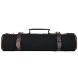 Turin Leather Canvas Chef Knife Roll Raven Black 10 Slot (KR-68)