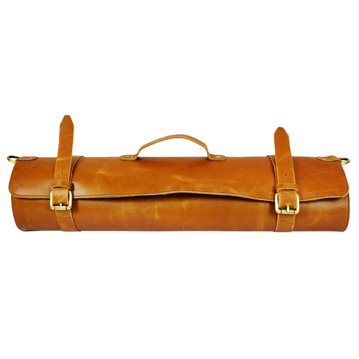 KRC Leather Chef Knife Roll Caramel Brown 8 Slot (KR-15)