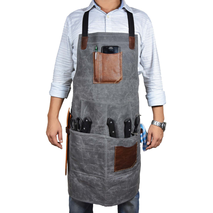 KRC Leather Canvas Rugged Apron - Porpoise Grey (AP-19E)