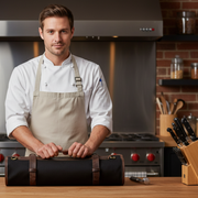 Turin Leather Canvas Chef Knife Roll Raven Black 10 Slot (KR-68)