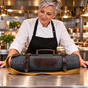 Malaga Leather Canvas Chef Knife Roll Grey 13 Slot (KR-28)