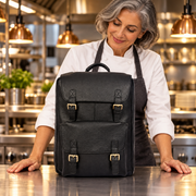 Trento Leather Chef Knife Backpack Charcoal Black (BP-189)