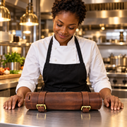 KRC Leather Chef Knife Roll Walnut 7 Slot (KR-20)
