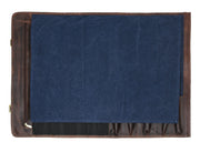 Turin Leather Canvas Chef Knife Roll Abyss Blue 10 Slot (KR-68B)