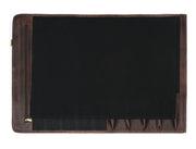 Turin Leather Canvas Chef Knife Roll Raven Black 10 Slot (KR-68)