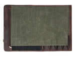 Turin Leather Canvas Chef Knife Roll Olive Green 10 Slot (KR-68A)