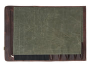 Turin Leather Canvas Chef Knife Roll Olive Green 10 Slot (KR-68A)