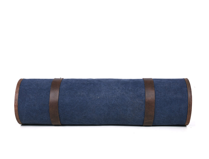 Turin Leather Canvas Chef Knife Roll Abyss Blue 10 Slot (KR-68B)
