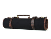 Turin Leather Canvas Chef Knife Roll Raven Black 10 Slot (KR-68)