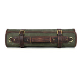 Turin Leather Canvas Chef Knife Roll Olive Green 10 Slot (KR-68A)