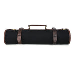 Turin Leather Canvas Chef Knife Roll Raven Black 10 Slot (KR-68)