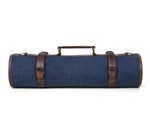 Turin Leather Canvas Chef Knife Roll Abyss Blue 10 Slot (KR-68B)