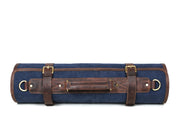 Turin Leather Canvas Chef Knife Roll Abyss Blue 10 Slot (KR-68B)